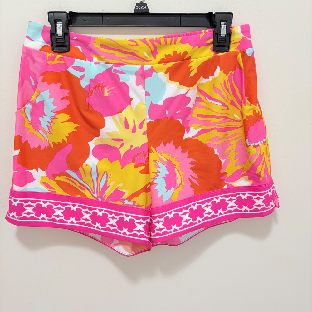 Jude Connally Womens Floral Shorts Pink Orange Yellow Size S Made in USA
